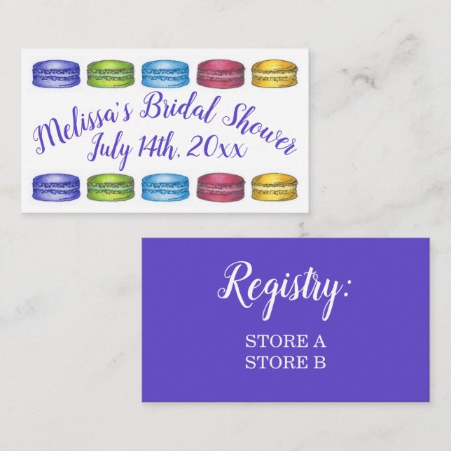 Carte D'accompagnement Cookies Macaron Français Pastel Fête de Mariage (Devant / Derrière)