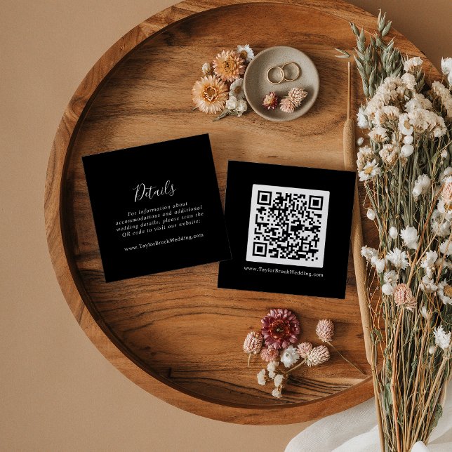 Carte D'accompagnement Coordonnées noires minimales - Détails du code QR (Créateur téléchargé)