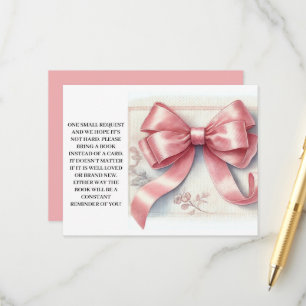 Carte D'accompagnement Coquette Baby shower Bow rose Livres pour bébé