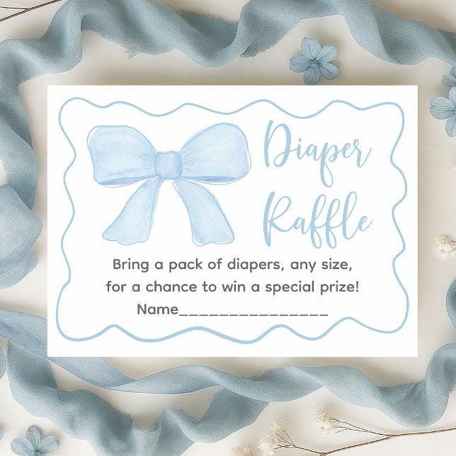 Carte D'accompagnement Coquette Blue Bow Baby shower Déchets Raffin (Créateur téléchargé)