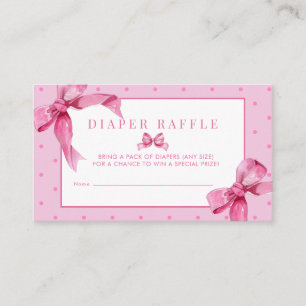 Carte D'accompagnement Coquette Bow   Pink Baby Girl Douche Déchets Raffl