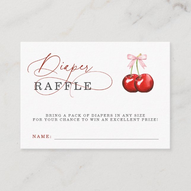 Carte D'accompagnement Coquette Cerisier Baby shower Bow rose Repas de co (Devant)