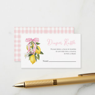 Carte D'accompagnement Coquette citron rose Bow baby shower Déchets Raffi