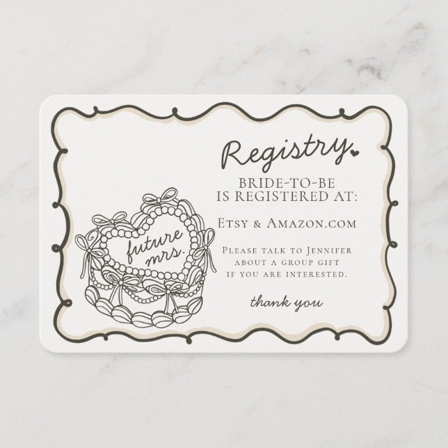 Carte D'accompagnement Coquette Coeur Beige Retro Registre de gâteau Inse (Devant)