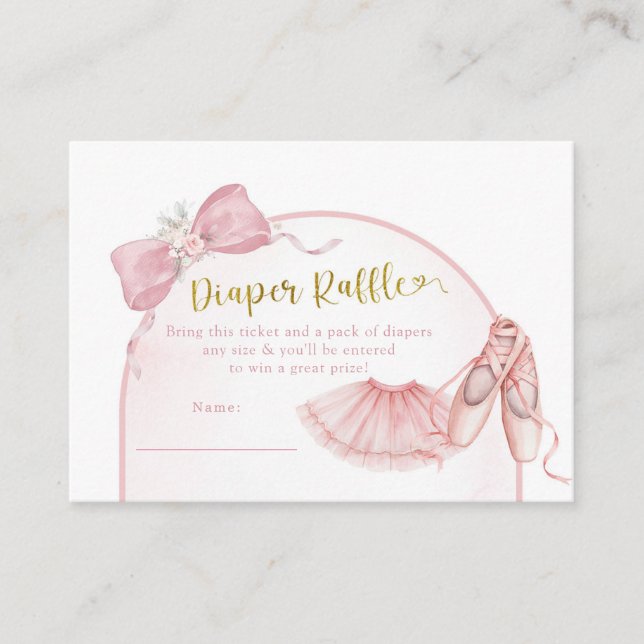Carte D'accompagnement Coquette rose Ballerina Baby shower Déchets Raffle (Devant)