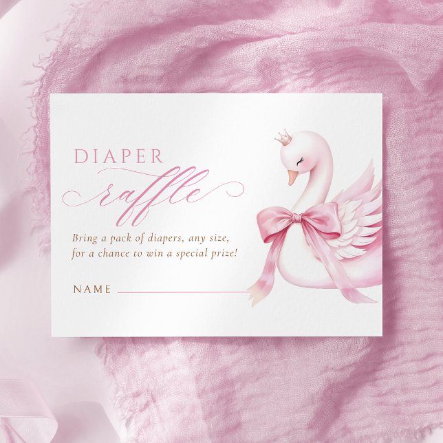 Carte D'accompagnement Coquette Swan Princess Baby shower Déchets Raffle (Créateur téléchargé)