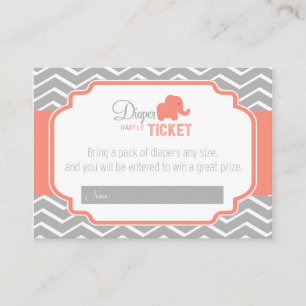 Carte D'accompagnement Coral Grey Chevron Baby shower Déchets Raffin
