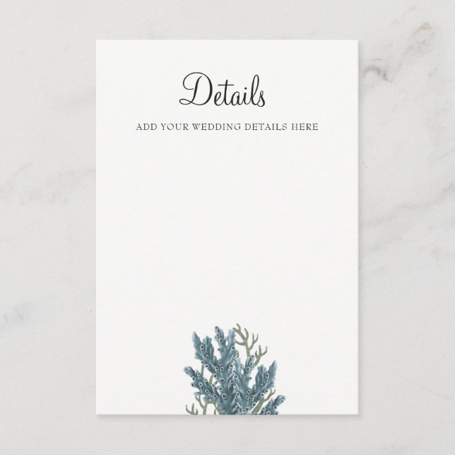 Carte D'accompagnement Coraux Bleus Sous Le Mariage De Mer (Devant)