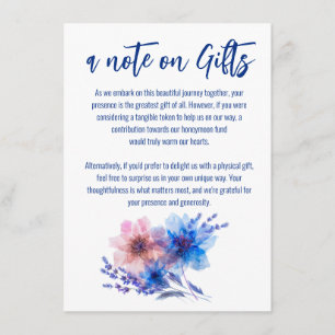 Carte D'accompagnement 💍 Cornouailles et Lavande note sur les cadeaux