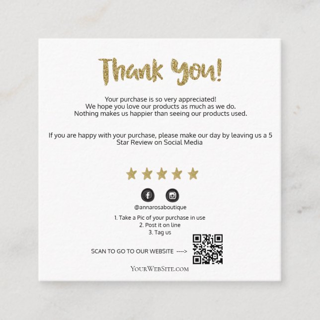 Carte D'accompagnement *~* Cosmologique QR AP8 MERCI Gold Star Review (Devant)