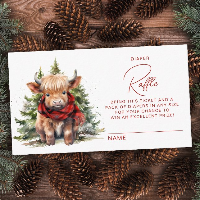 Carte D'accompagnement Cosy Highland Cow Hiver Baby shower Déchets Raffin (Créateur téléchargé)