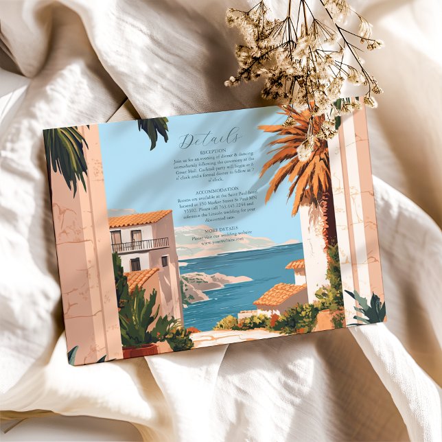 Carte D'accompagnement Côte d'Amalfi | Mariage Carreaux méditerranéens (Créateur téléchargé)