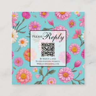 Carte D'accompagnement Cottage floral blanc marguerites rose fleurs code 