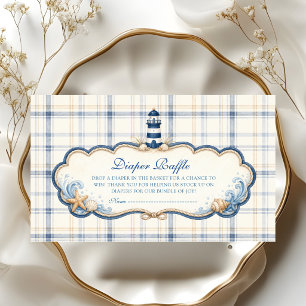 Carte D'accompagnement Couche Bébé Marin Phare Bleu Carreaux Tirage au So