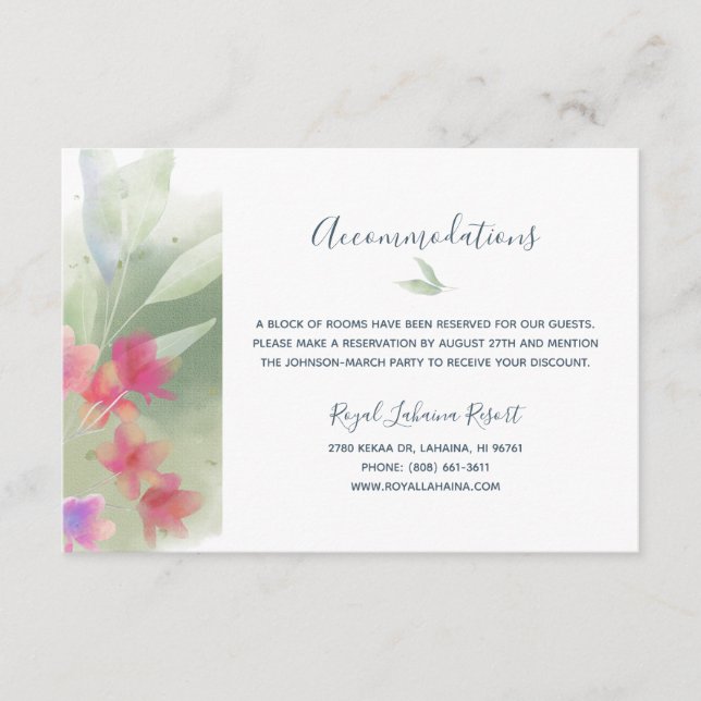 Carte D'accompagnement Couleur de l'eau Plumeria (Devant)