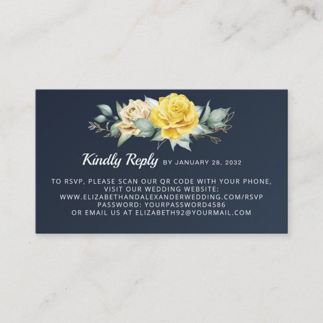 Carte D'accompagnement Couleur d'eau jaune romantique rose bleu marine co (Devant)