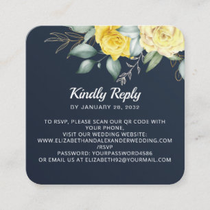 Carte D'accompagnement Couleur d'eau jaune romantique rose Code QR bleu m