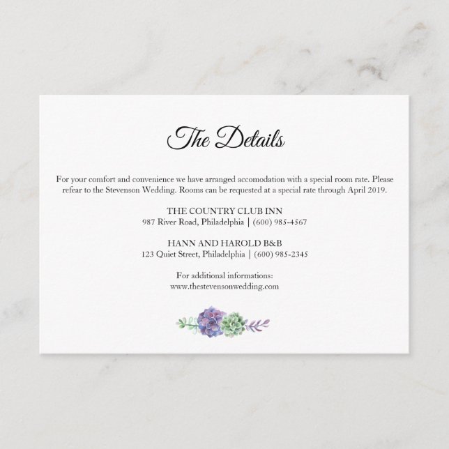 Carte D'accompagnement Couleur d'eau violet détails mariage suite (Devant)