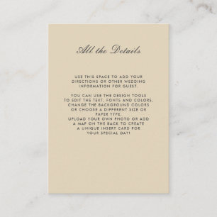 Carte D'accompagnement Couleur neutre FLORAL Détails MARIAGE Instructions