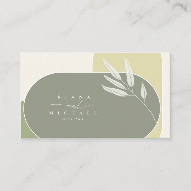 Carte D'accompagnement Couleurs Eucalyptus Mariage Green2 ID901 (Devant)