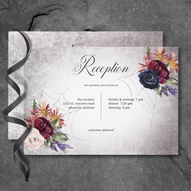 Carte D'accompagnement Couleurs gothiques rustiques Accueil Mariage Hallo (Rustic Gothic Colors Halloween Wedding Reception Enclosure Card)