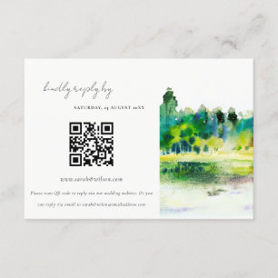 Carte D'accompagnement Country Hills River Landcape Mariage QR Code RSVP
