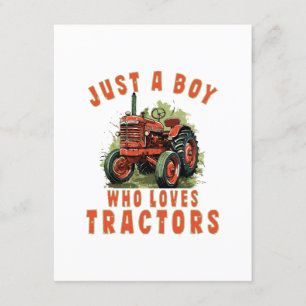 Carte D'accompagnement Country Life Boy qui aime les tracteurs