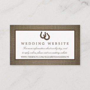 Carte D'accompagnement Country Rustic Horseshoe Sur Burlap Mariage