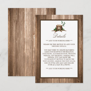 Carte D'accompagnement Country Rustic Monogram Tree & Wood Mariage Détail