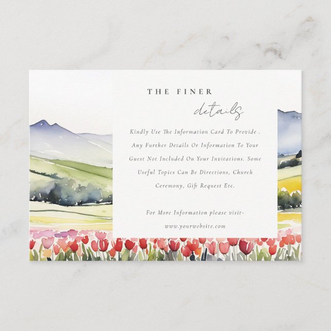 Carte D'accompagnement Country Spring Floral Paysage Mariage Détail (Devant)