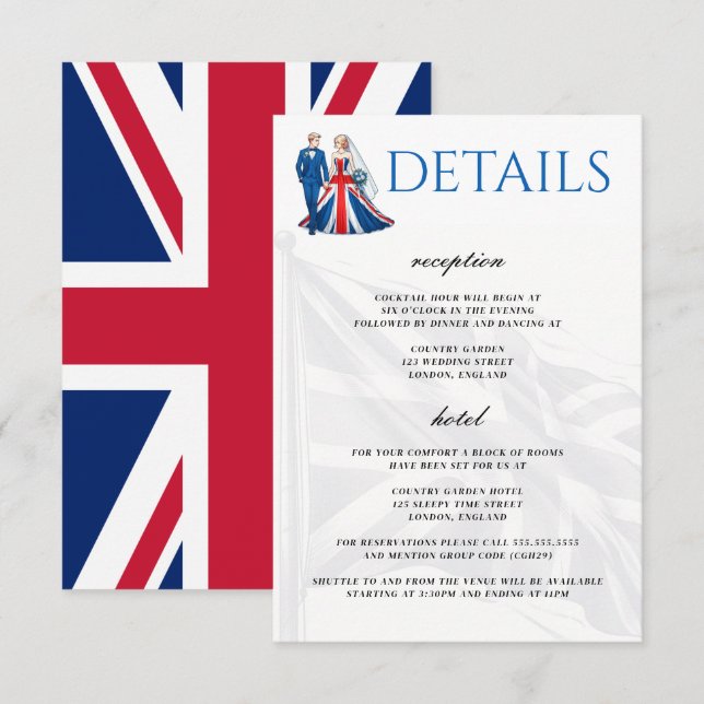 Carte D'accompagnement Couple britannique (Devant / Derrière)