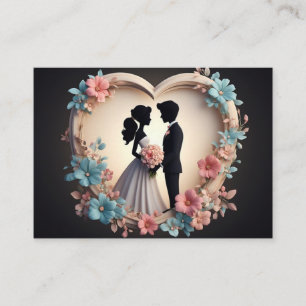 Carte D'accompagnement Couple de mariage romantique en silhouette