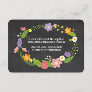 Carte D'accompagnement Couronne boho forestière sur mariage tableau noir