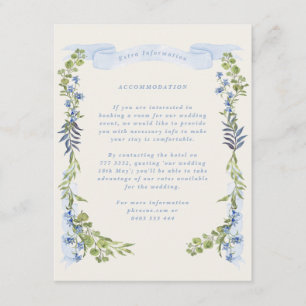 Carte D'accompagnement couronne de crête de jardin bleu et verdure mariag