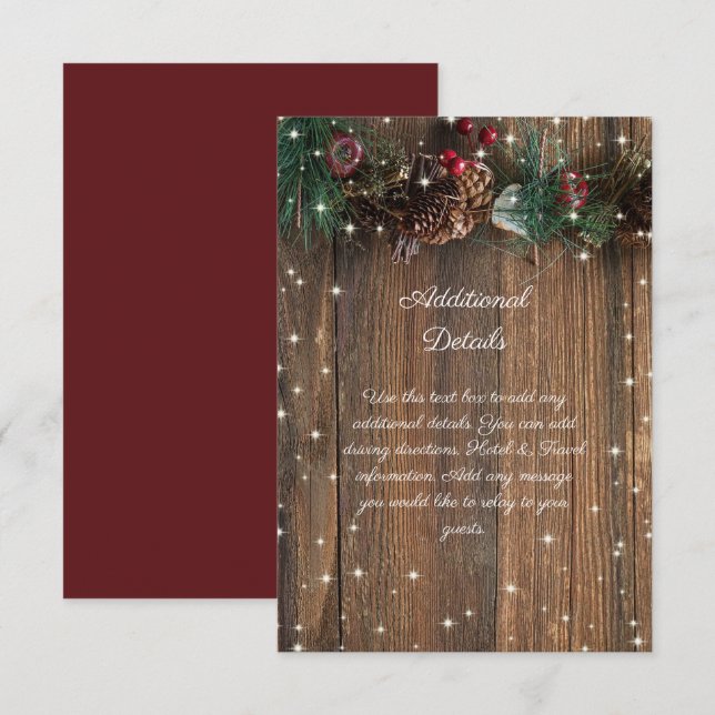 Carte D'accompagnement Couronne de Noël rustique en pin et bois enneigé (Devant / Derrière)