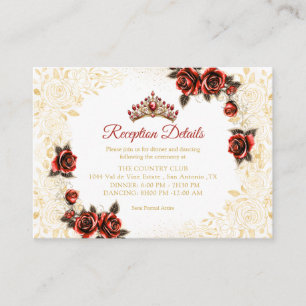 Carte D'accompagnement Couronne de roses rouges dorées Quinceañera