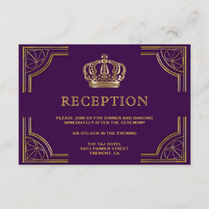 Carte D'accompagnement Couronne dorée ornée de pourpre royale pour récept