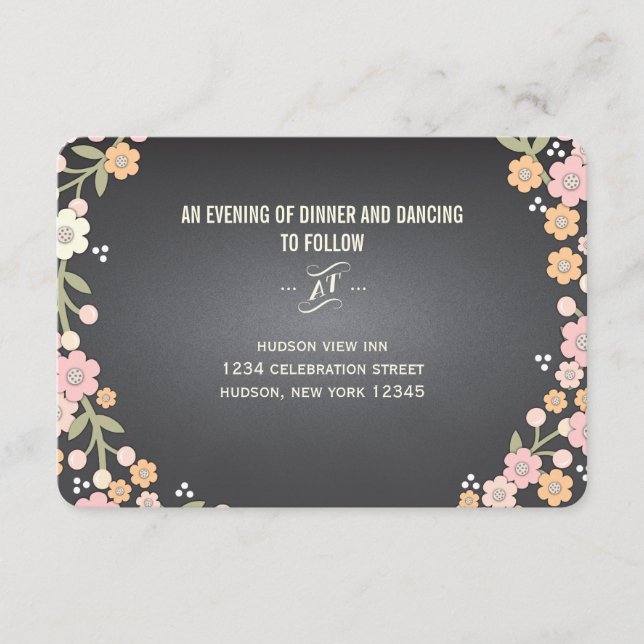 Carte D'accompagnement Couronne florale de jardin charmant pour réception (Devant)