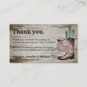 Carte D'accompagnement Cowboy Bébé Merci Rustique Foncé