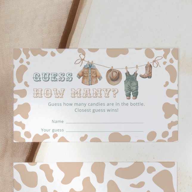 Carte D'accompagnement Cowboy Western Plaid Baby shower Devinez Combien (Créateur téléchargé)