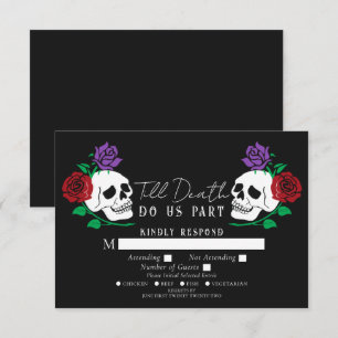 Carte D'accompagnement Crânes gothiques Jusqu'à la mort Mariage RSVP