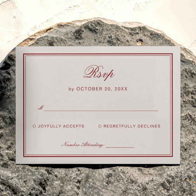 Carte D'accompagnement Cream and Burgundy Wedding Respone  (Créateur téléchargé)