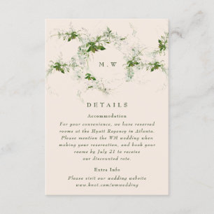 Carte D'accompagnement Cream Eucalyptus Wreath Monogram Détails du Mariag