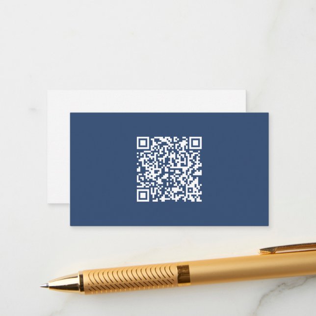 Carte D'accompagnement Créer un code QR analysable | Bleu de marine (Devant/Arrière en situation)