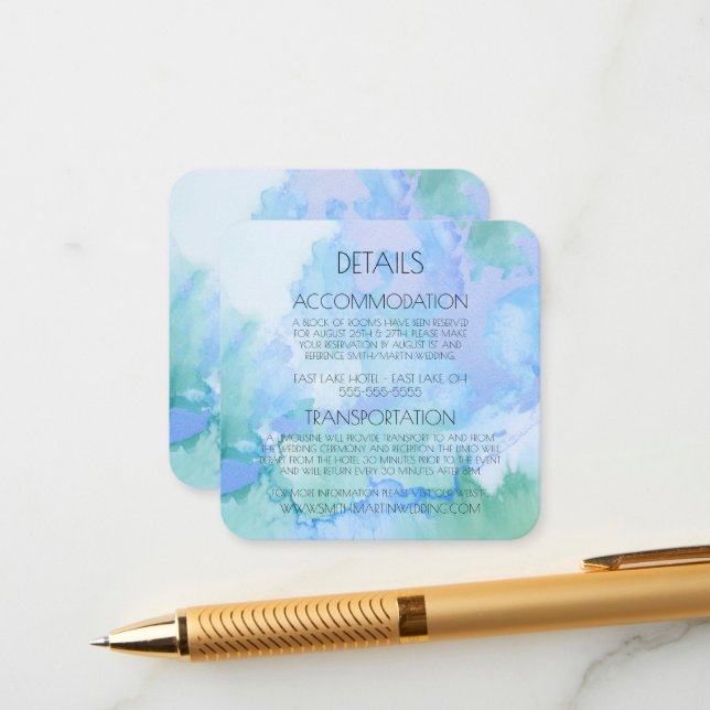 Carte D'accompagnement Créez votre propre marbre d'aquarelle personnalisé (Devant/Arrière en situation)