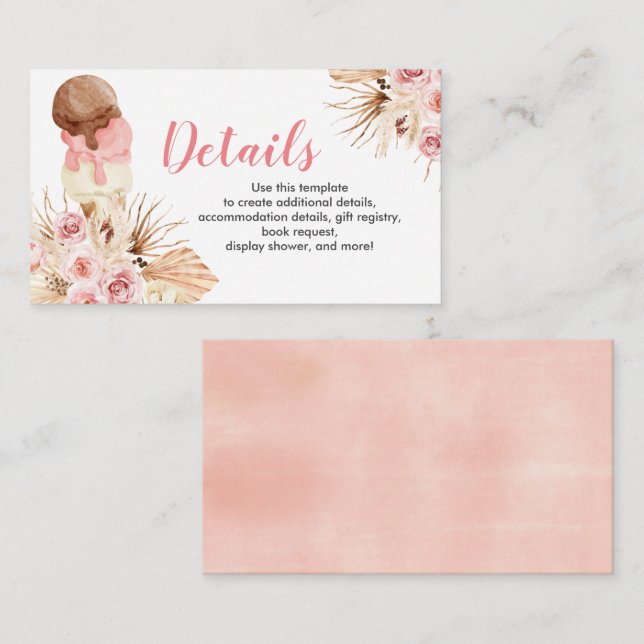 Carte D'accompagnement Crème glacée Boho Détails Baby shower Insérer cart (Devant / Derrière)