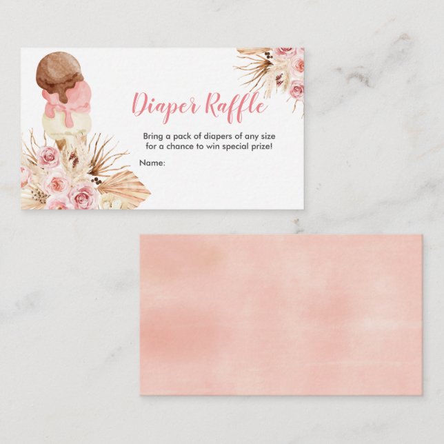 Carte D'accompagnement Crème glacée Boho Diaper Baby shower de raffe (Devant / Derrière)