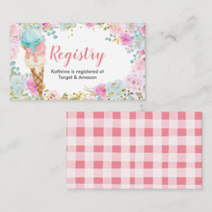 Carte D'accompagnement Crème glacée Pastel Floral Aquarelle Registre Insé