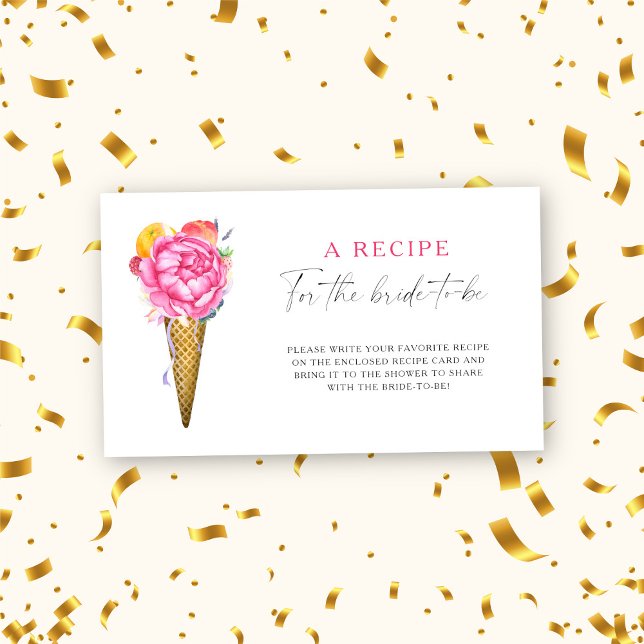 Carte D'accompagnement Crème glacée Recette florale pour que la mariée so (Créateur téléchargé)