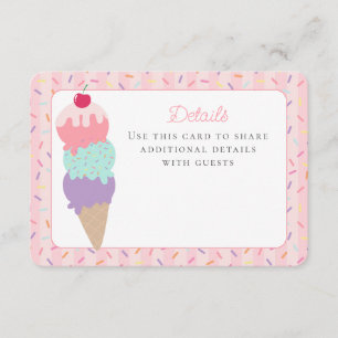 Carte D'accompagnement Crème glacée Sundae Heres the Scoop Détails Insére